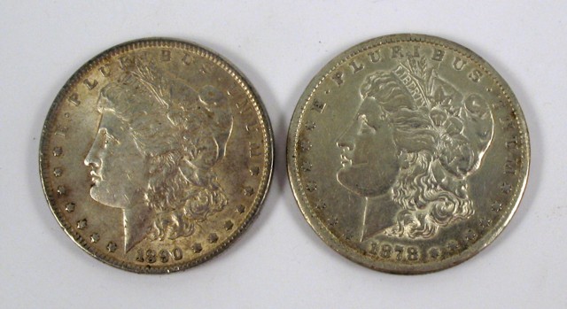 Appraisal: TWO U S SILVER MORGAN DOLLARS -P and -CC