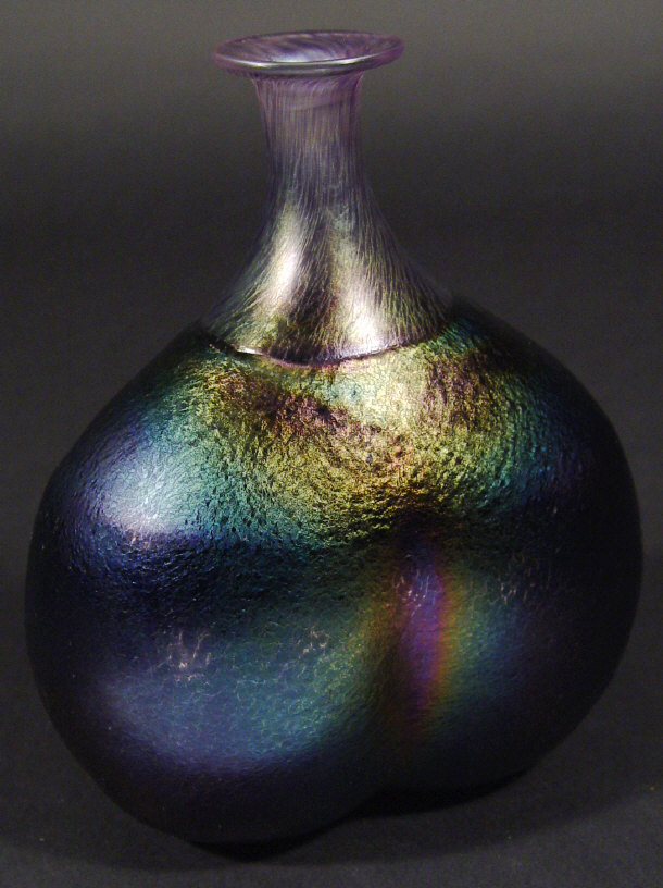 Appraisal: Kosta Boda iridescent glass bottle vase by Bertie Valliens etched