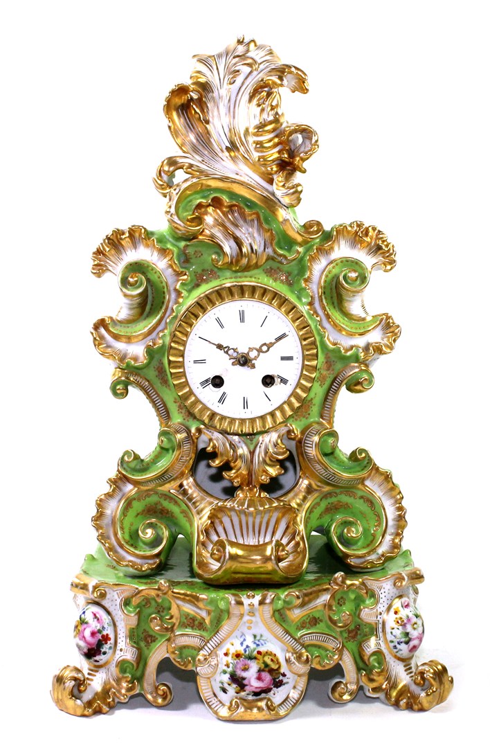 Appraisal: A Paris porcelain Jacob Petit porcelain mantel clock in the