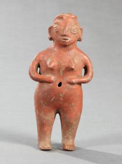 Appraisal: Pre-Columbian Pottery Figure of A Standing Woman with red paint