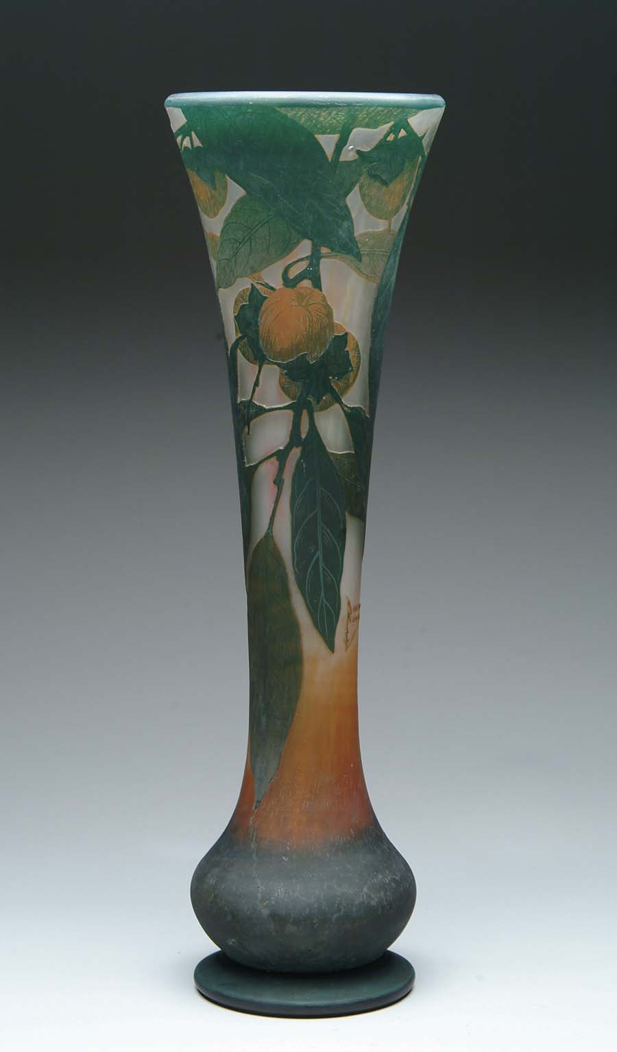 Appraisal: DAUM CAMEO TOMATO VASE Exceptional Daum cameo vase has beautifully