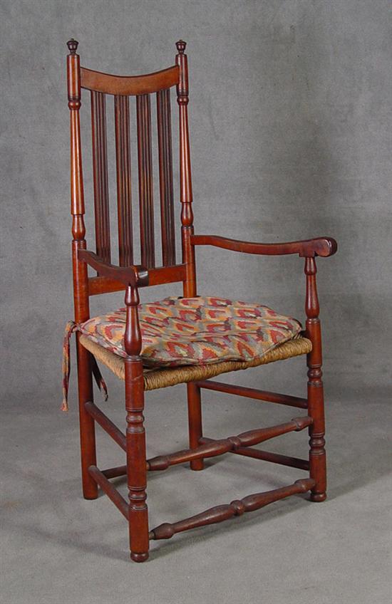 Appraisal: New England Banister-Back Armchair th Century Turned posts with urn