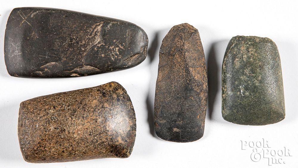 Appraisal: Four ancient stone celts Four ancient stone celts largest -