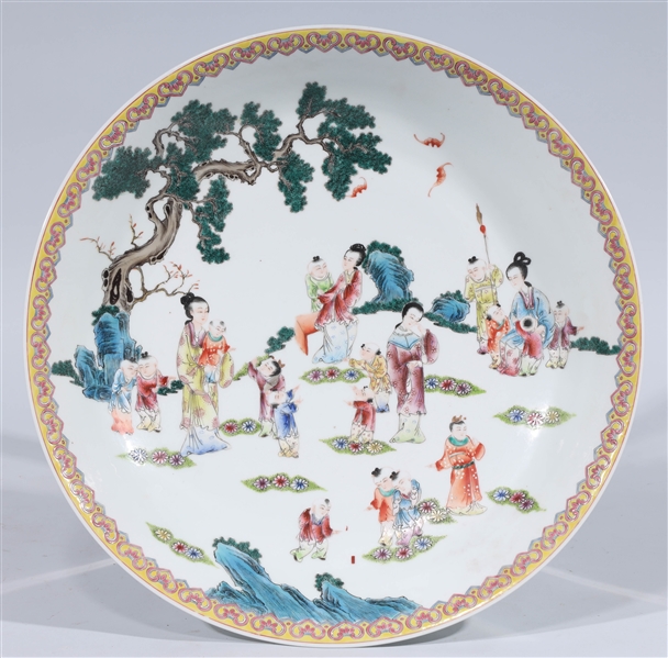 Appraisal: Chinese enameled porcelain famille rose and famille verte charger with