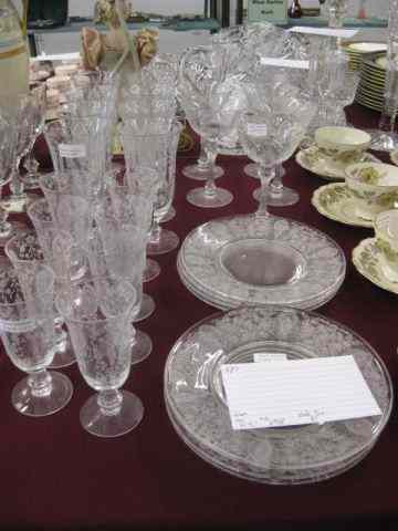 Appraisal: pcs Etched Crystal Stemware Plates