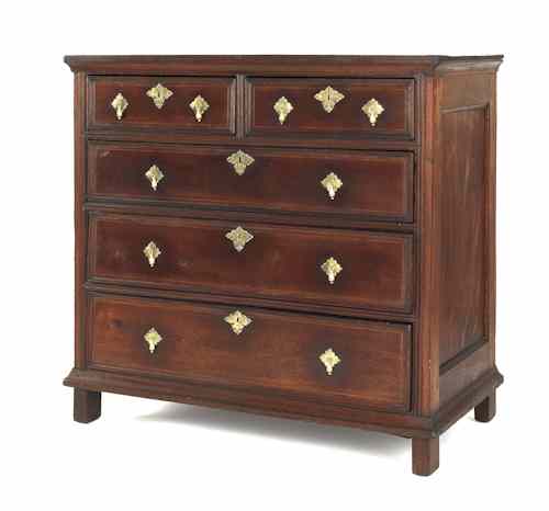 Appraisal: Southeastern Pennsylvania William Mary walnut chest of drawers ca the