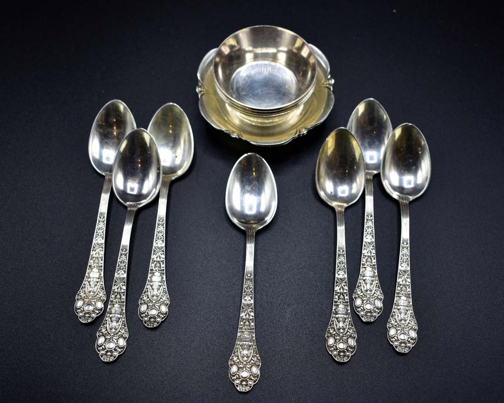 Appraisal: SEVEN STERLING ELIZABETHAN STYLE DEMITASSE SPOONSAmerican Last Quarter th Century