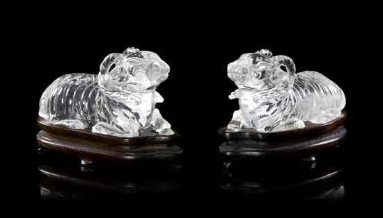 Appraisal: A Pair of Chinese Rock Crystal Models of Rams the