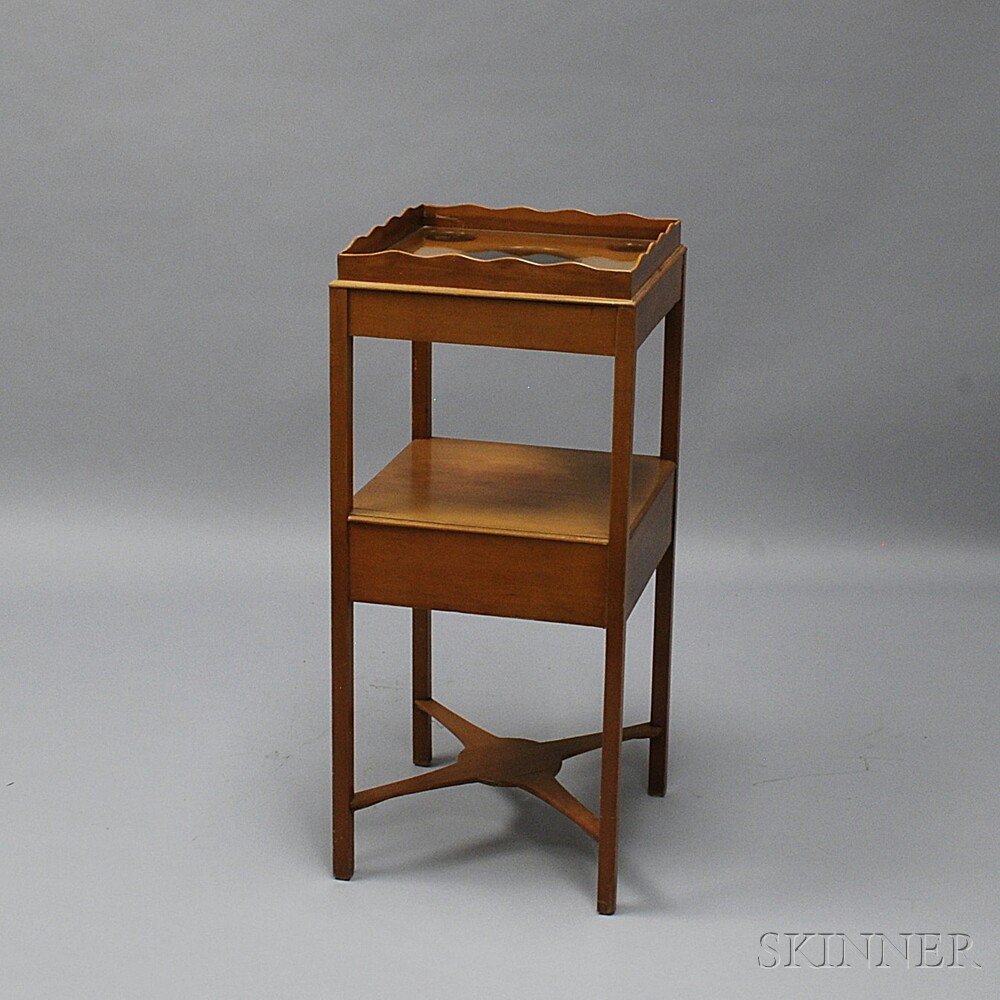 Appraisal: Federal Cherry Washstand America early th century the square top