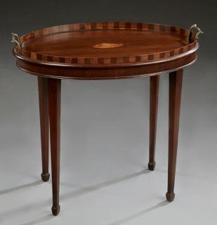 Appraisal: Edwardian Marquetry Inlaid Mahogany Butler's Table Edwardian Marquetry Inlaid Mahogany