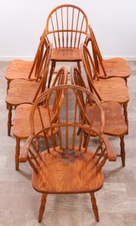 Appraisal: Tom Seely Oak Bow Back Dining Chairs Set Two oak