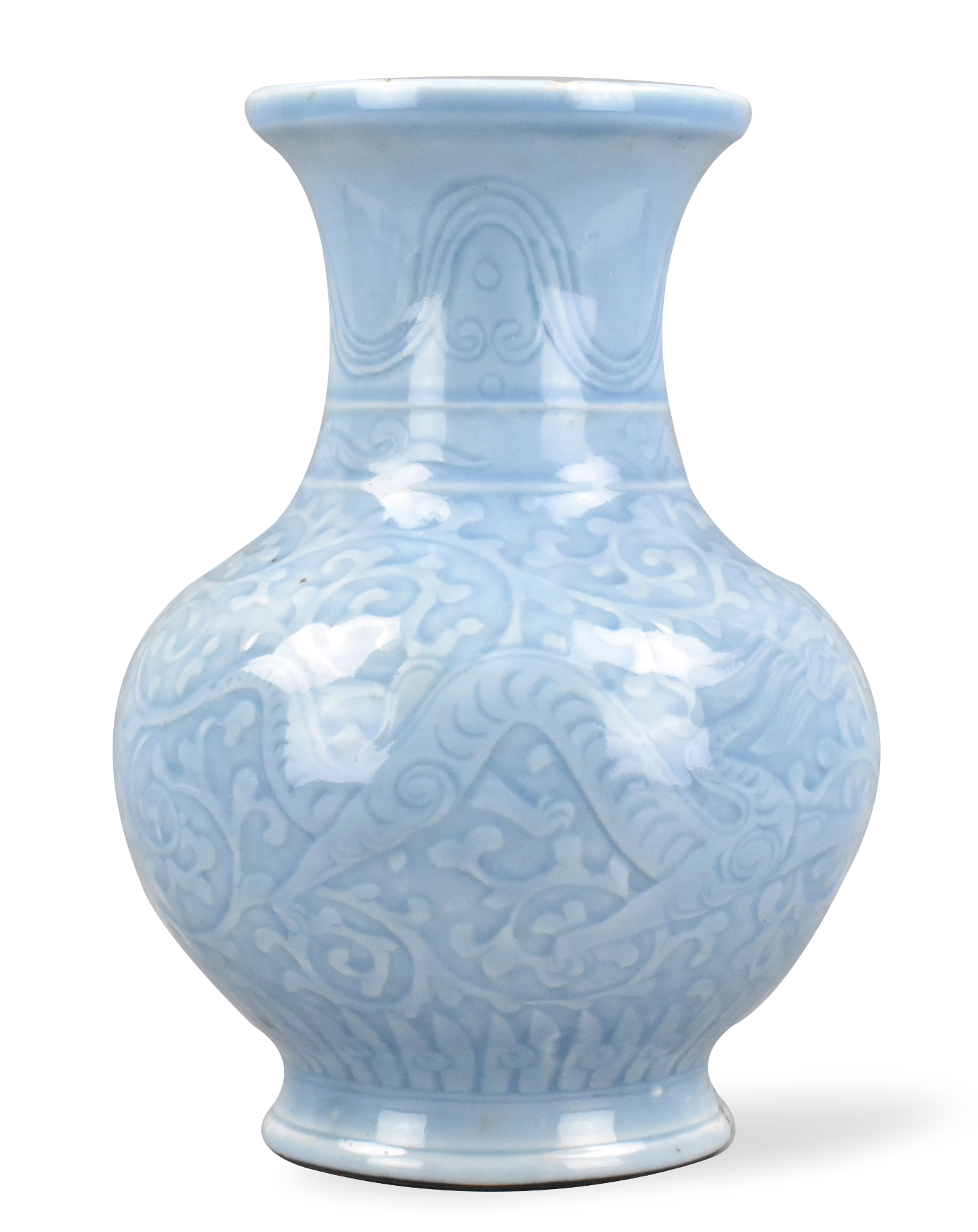 Appraisal: A Chinese blue glazed vase with dragon fom the Republic