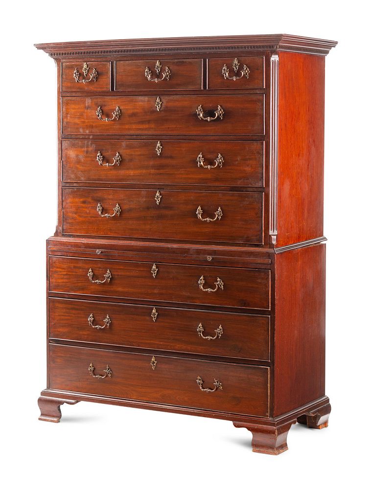 Appraisal: A George III Mahogany Chest on Chest A George III