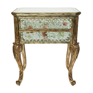 Appraisal: A Venetian Style Eglomise Glass Two Drawer Cabinet EARLY TH