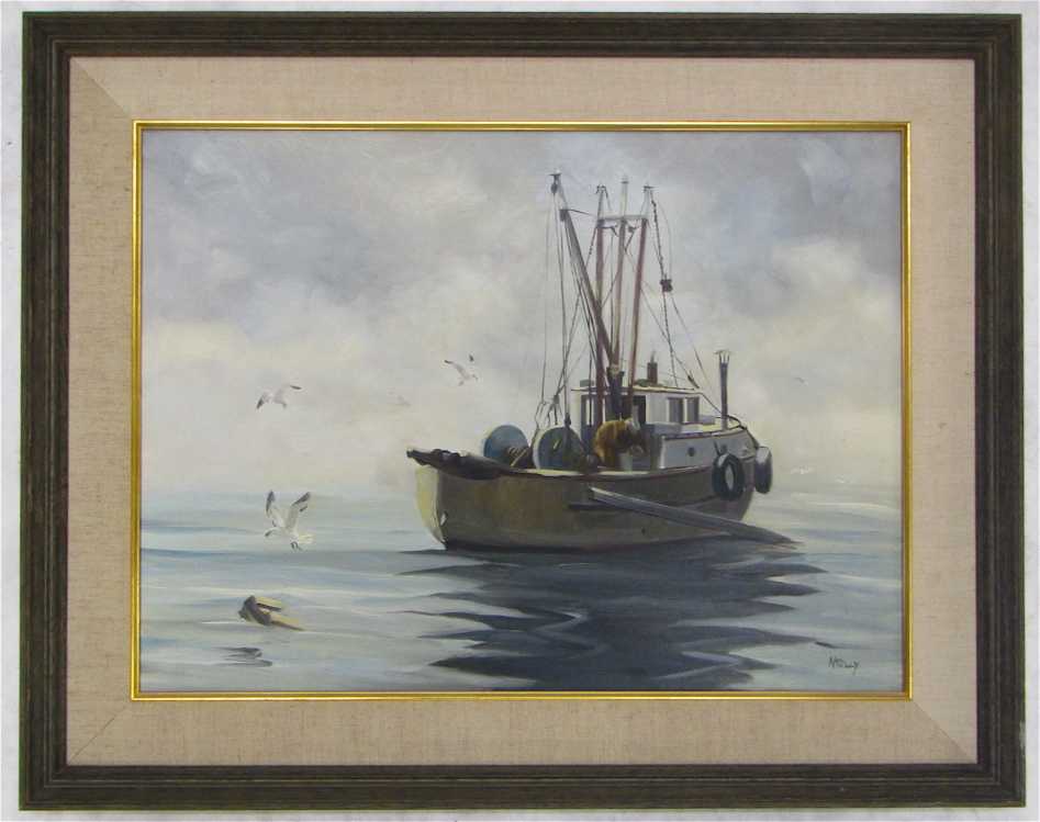 Appraisal: NORMAN KELLY OIL ON BOARD Canada born Trawler at sea