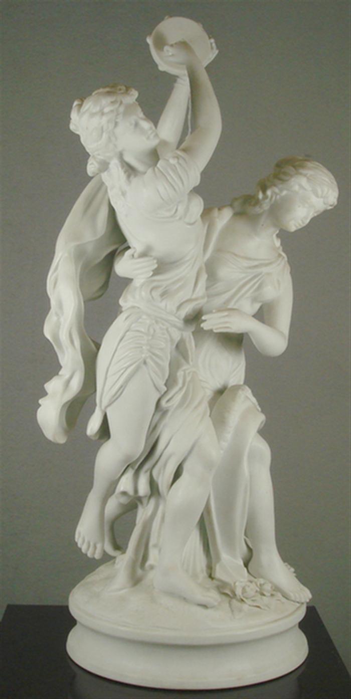 Appraisal: Parian figurine woman dancing with tambourine unsigned high no damage