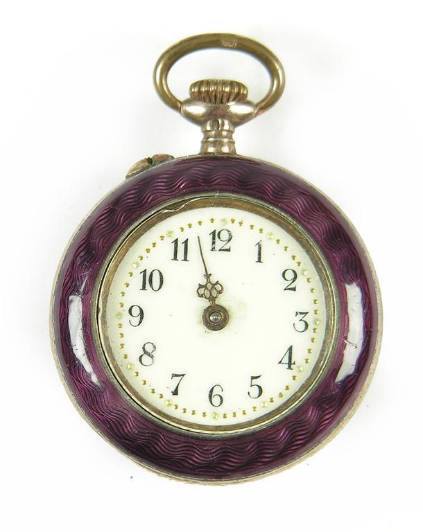 Appraisal: A Swiss silver gilt and enamel fob watch