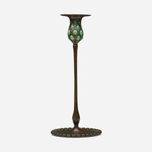 Appraisal: Tiffany Studios BLOWN-OUT CANDLESTICK MODEL USA c patinated bronze hand-blown