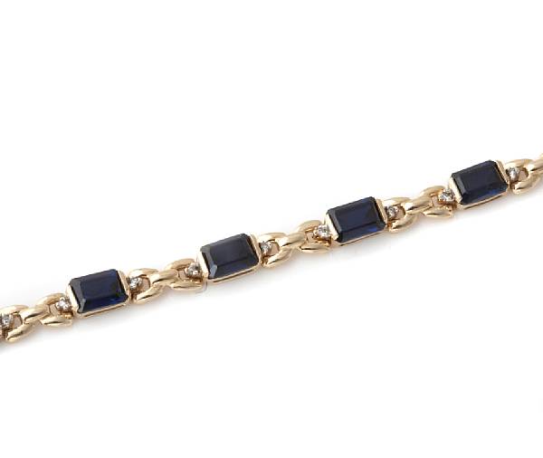 Appraisal: A blue stone diamond and k gold bracelet length in