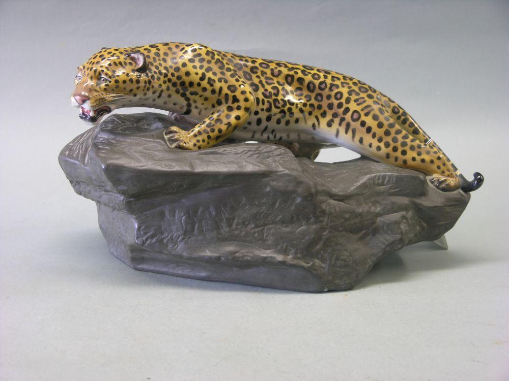 Appraisal: A Royal Doulton leopard model HN the leopard on rock