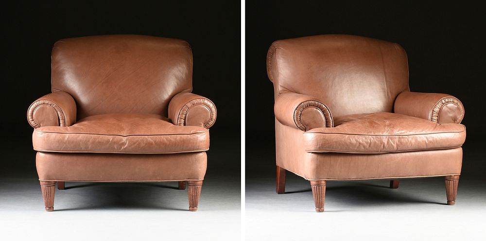 Appraisal: A PAIR OF RALPH LAUREN OVERSIZED LEATHER ARM CHAIRS WITH