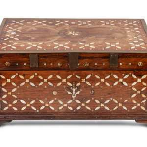 Appraisal: An Anglo-Indian Bone Inlaid Work Box th Century featuring bone