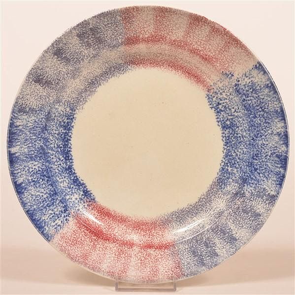 Appraisal: Three Color Rainbow Spatter Ironstone Plate Three Color Rainbow Spatter