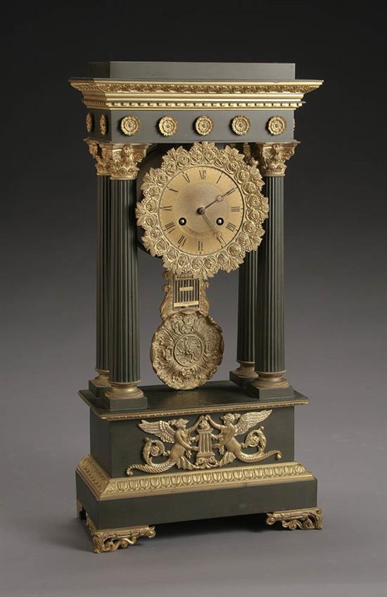 Appraisal: Napoleon III Style Ormolu and Bronze Portico Clock Marti Cie