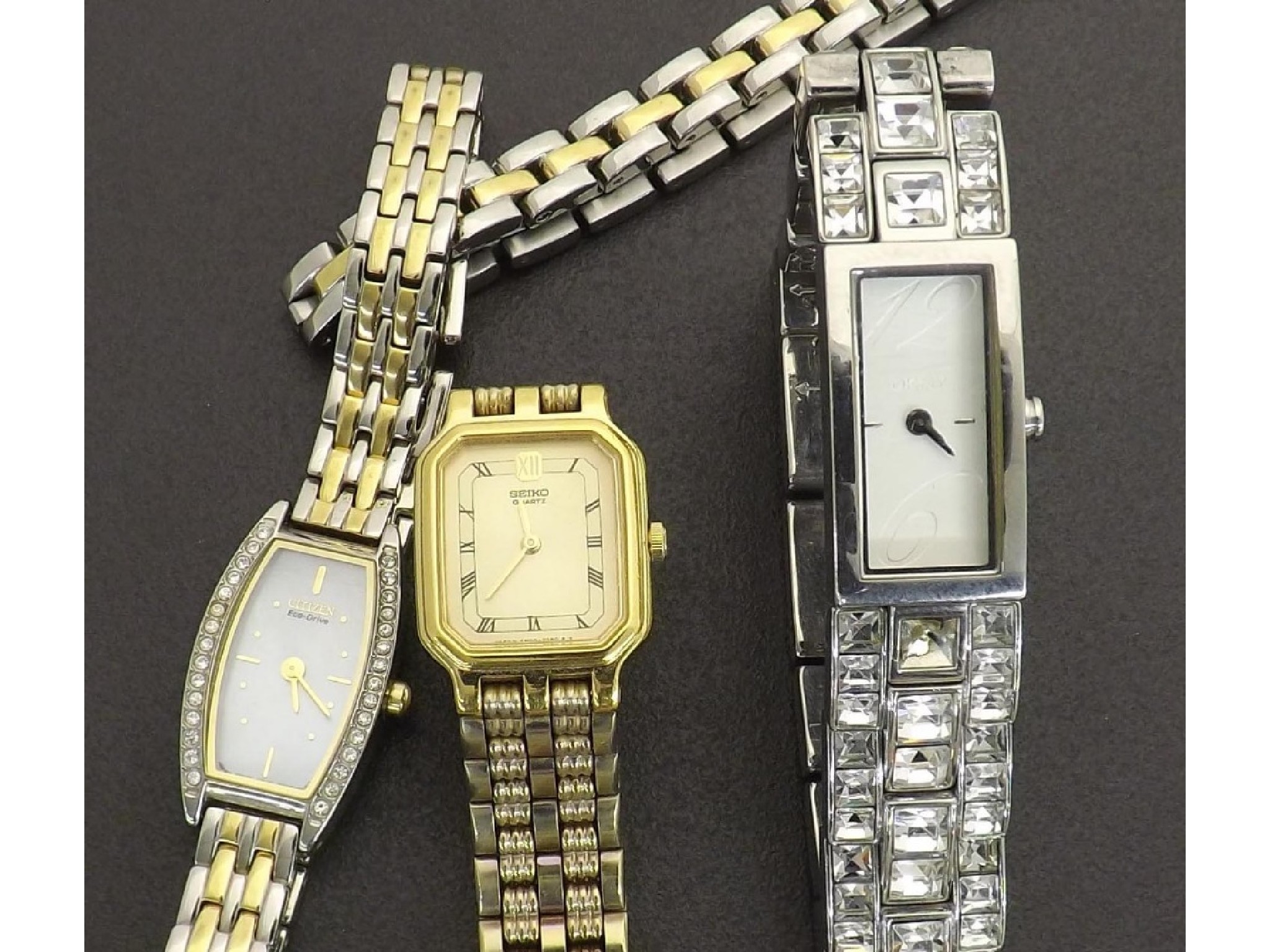 Appraisal: Three modern ladies bracelet watches to include Seiko Citizen with