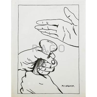 Appraisal: Raymond Pettibon American b Untitled My orgasm Ink and blue