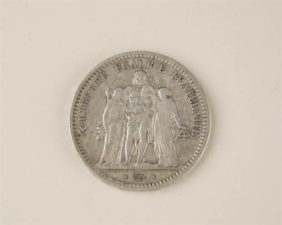 Appraisal: Five Francs France silver