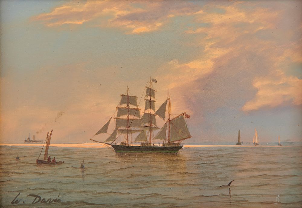 Appraisal: WILLIAM R DAVIS American b Becalmed Barkentine oil on board