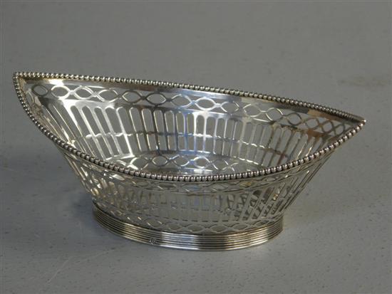 Appraisal: Dutch silver oval pierced dish with beaded borders