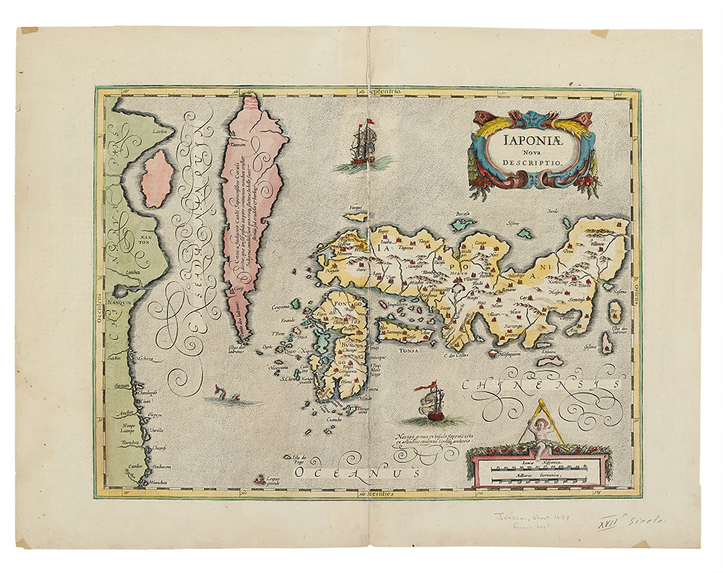 Appraisal: JANSSONIUS JOHANNES Iaponiae nova descriptio Double-page engraved map of Japan