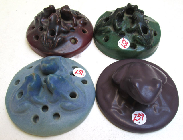 Appraisal: FOUR VAN BRIGGLE ART POTTERY PIECES flower frogs each a