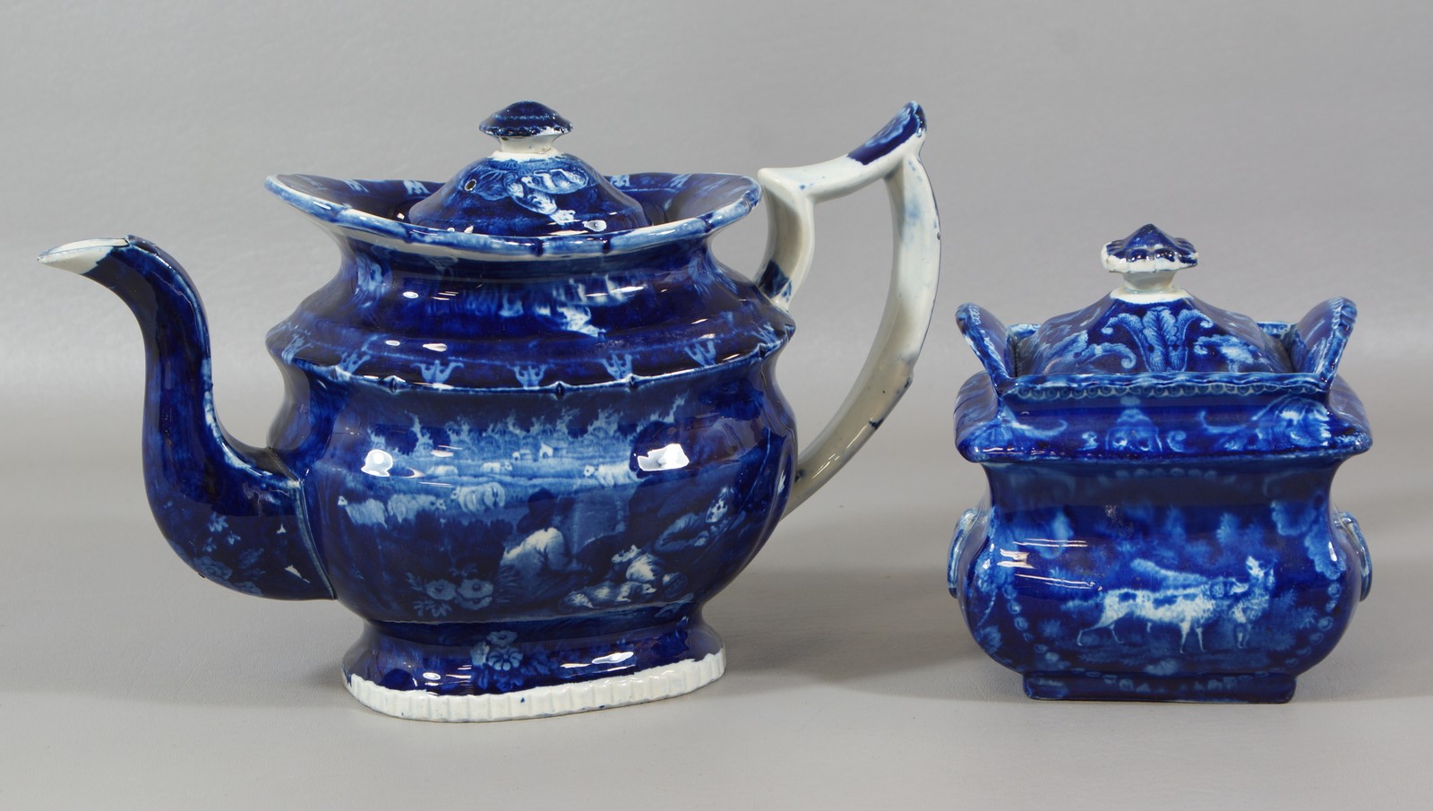 Appraisal: Pcs of English Staffordshire Dark Blue Porcelain to include a