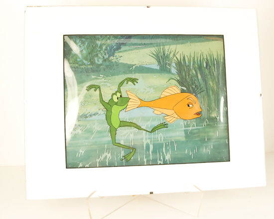 Appraisal: Disney Celluloid of Frog and Fish Sticker on Back This