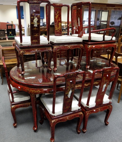 Appraisal: th century deep red and gilt Chinese glass topped table