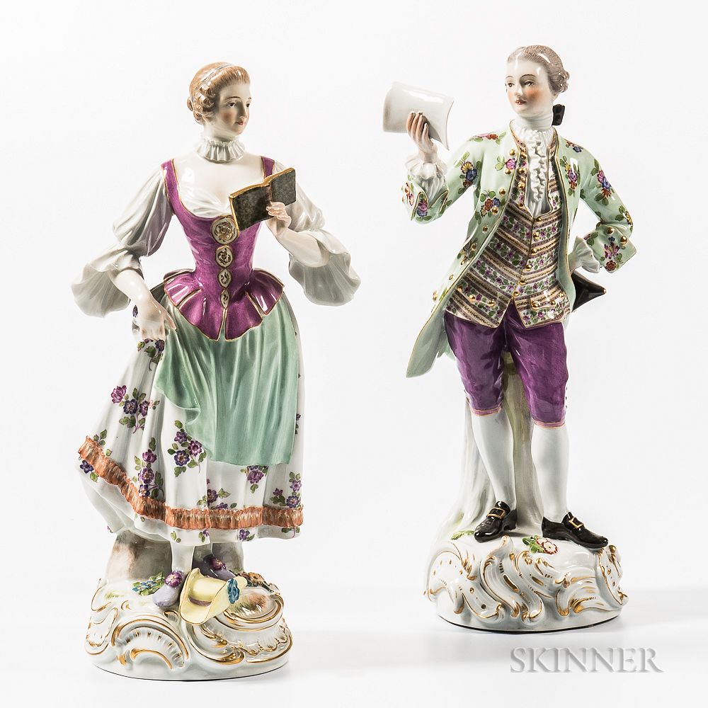 Appraisal: Meissen Porcelain Figures of a Man and Woman Meissen Porcelain