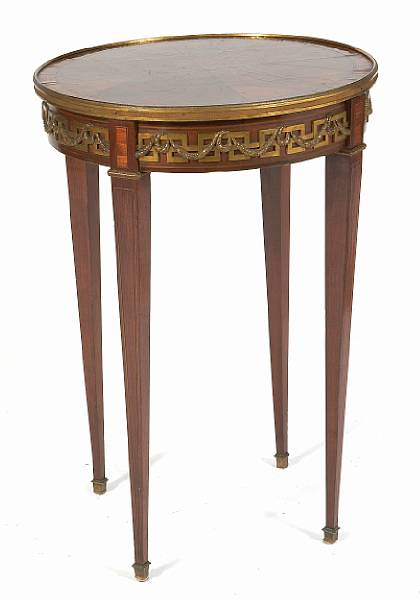 Appraisal: A French bronze mounted and marble top gueridon th century