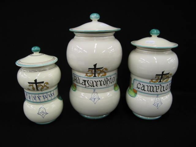 Appraisal: Set of Deruta Art Pottery Cannisters Prof Mancinelli designer tallest