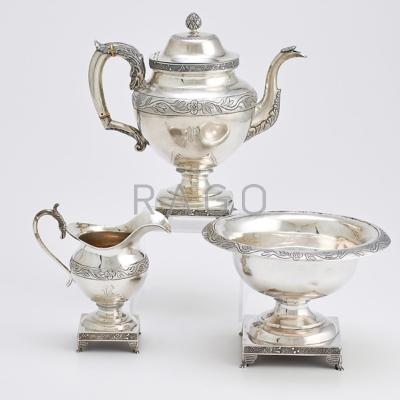 Appraisal: PHILADELPHIA COIN SILVER BY JOHN OWENS Three pieces urn-form coffee