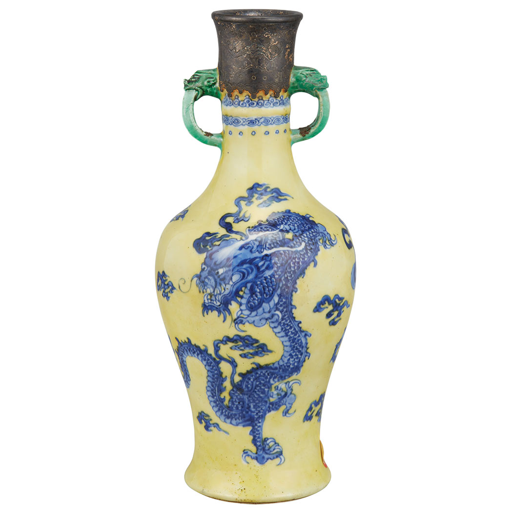 Appraisal: Chinese Blue White Yellow and Green Glazed Porcelain Vase Jiajing