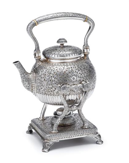 Appraisal: Sterling silver hot water kettle on stand with burner whiting