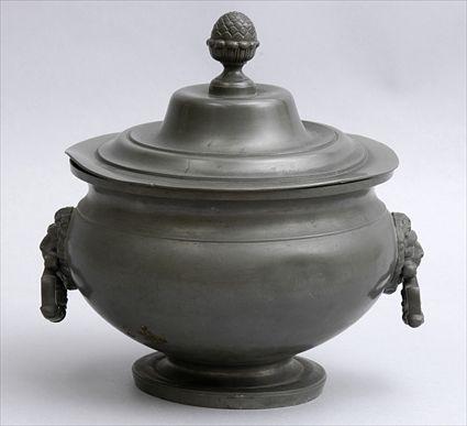 Appraisal: CONTINENTAL PEWTER TUREEN AND COVER The spherical footed bowl with