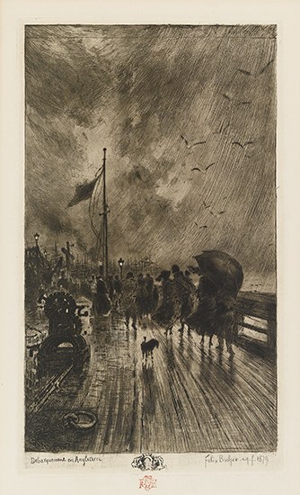 Appraisal: F LIX BUHOT Un D barquement en Angleterre Etching drypoint