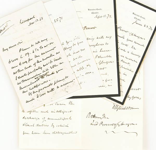 Appraisal: GLADSTONE WILLIAM EWART - Autograph Letters Signed W Gladstone as