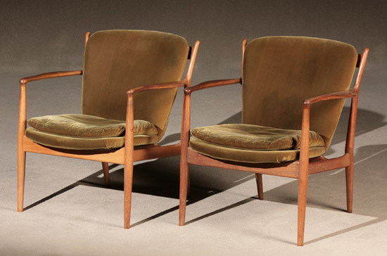 Appraisal: Pair of Finn Juhl 'Delegate's' Teak Armchairs Probably Baker Furniture