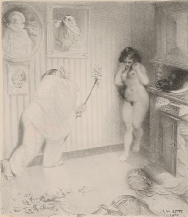 Appraisal: Adolphe Leon Willette French - comedie erotic lithograph with nude