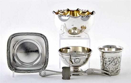 Appraisal: Collection European silver table articles French st standard bowl on